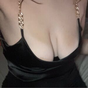 Black shirt with gold chain decal straps